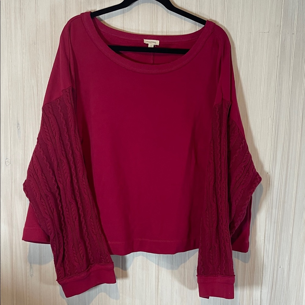 ANTHROPOLOGIE CROPPED SWEATSHIRT SWEATER KNIT SLEEVES 1x